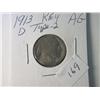 Image 1 : 1913-D AG TYPE 2 BUFFALO NICKEL RARE