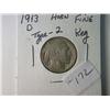 Image 1 : 1913-D FINE TYPE 2 BUFFALO NICKEL RARE