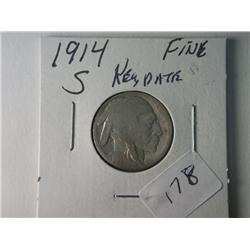1914-S FINE BUFFALO NICKEL KEY DATE