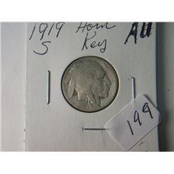 1919-S AU BUFFALO NICKEL KEY DATE