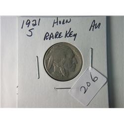 1921-S AU BUFFALO NICKEL RARE KEY DATE