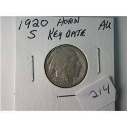 1920-S AU BUFFALO NICKEL RARE KEY DATE 