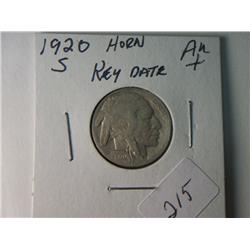 1920-S AU + BUFFALO NICKEL RARE KEY DATE 