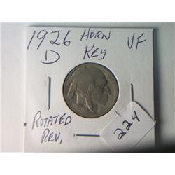 1926-D VF BUFFALO NICKEL ROTATED REVERSE KEY DATE