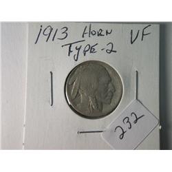 1913 V F TYPE-2 BUFFALO NICKEL
