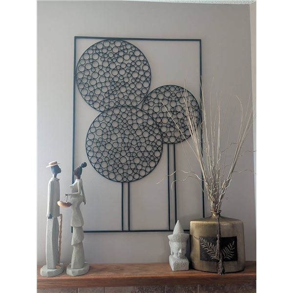 Mantle Statement Pieces - Metal Art Panel, 42" w/ Exotic Decor & More