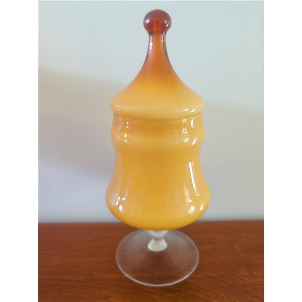Amberina Style Footed Glass Apothecary Jar