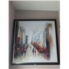 Image 1 : Framed Cityscape Art - Oil on Canvas 48 Inches