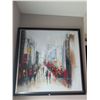Image 2 : Framed Cityscape Art - Oil on Canvas 48 Inches