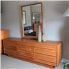 Image 1 : Mid Century Teak 9 Drawer Chest with Mirror