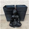 Image 2 : Green Metal Patio Swivel Chairs w/ Reversible Cushions 2 Planters & More