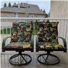 Image 3 : Green Metal Patio Swivel Chairs w/ Reversible Cushions 2 Planters & More