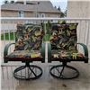 Image 4 : Green Metal Patio Swivel Chairs w/ Reversible Cushions 2 Planters & More