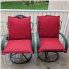 Image 5 : Green Metal Patio Swivel Chairs w/ Reversible Cushions 2 Planters & More