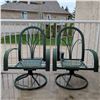Image 6 : Green Metal Patio Swivel Chairs w/ Reversible Cushions 2 Planters & More