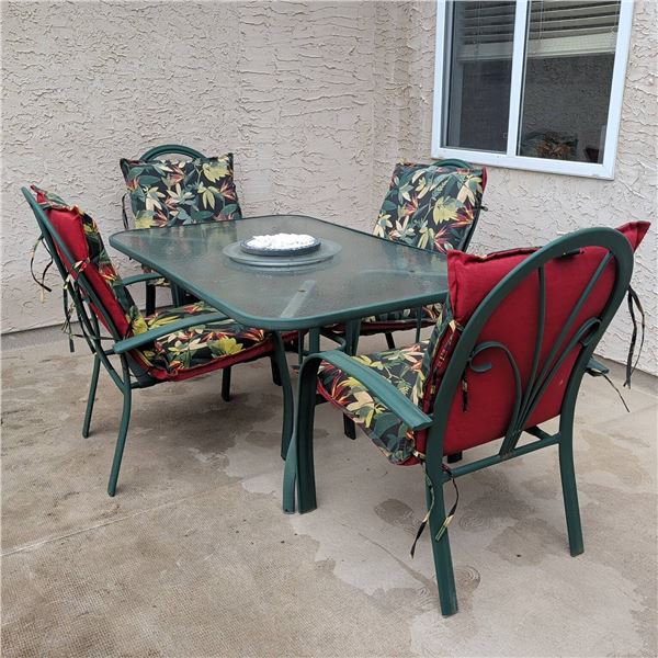 Metal Patio Dining Set with Cushions