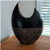 Image 3 : Decorative Ceramic Vase, Spiral Sculpture & Faux House Plant in Metal Urn 17" Tall