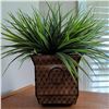 Image 7 : Decorative Ceramic Vase, Spiral Sculpture & Faux House Plant in Metal Urn 17" Tall