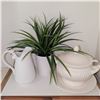 Image 6 : White Ceramic Soup Tureen Set, Faux Greenery & Decorative Pitcher