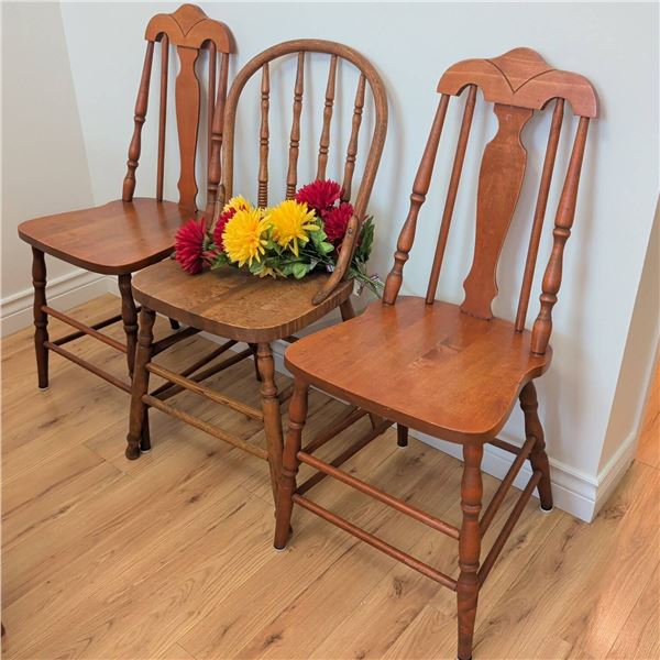 3 Antique Spindle Chairs