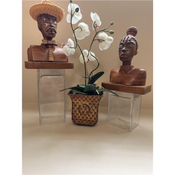 Carved Wood Busts and Artificial Orch