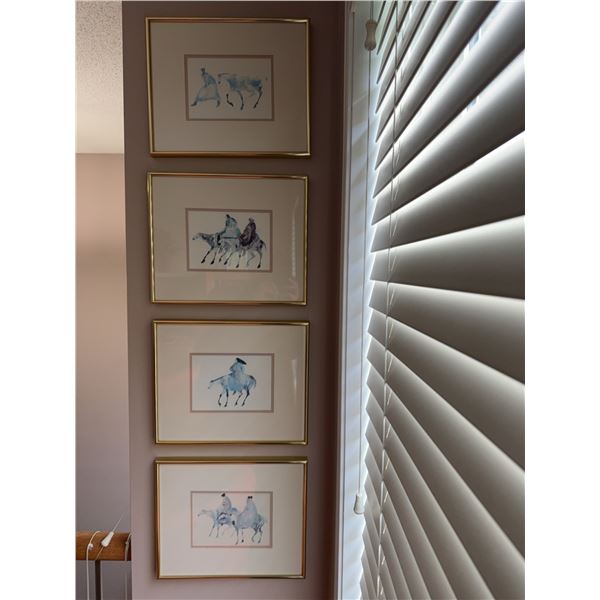 4 Signed Horse Rider Prints