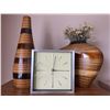 Image 1 : Clock and Decorative Wood Vases Set