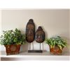 Image 1 : Decorative Planters with Faux Plants and Mask