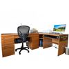 Image 1 : L-shaped wood office desk with drawers