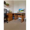 Image 3 : L-shaped wood office desk with drawers