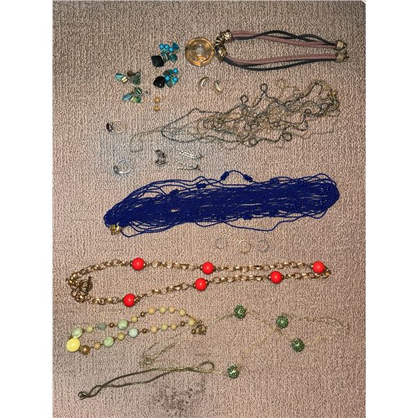 Costume Jewelry Lot with Necklaces, Earrings,