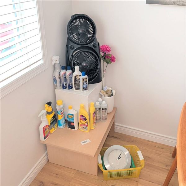 Household Utility Collection - Cleaning Supplies, Dual Honeywell Fan, Step Stool & More