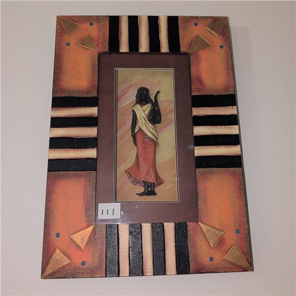 Framed 3D Relief Art with Figure Motif 14x21