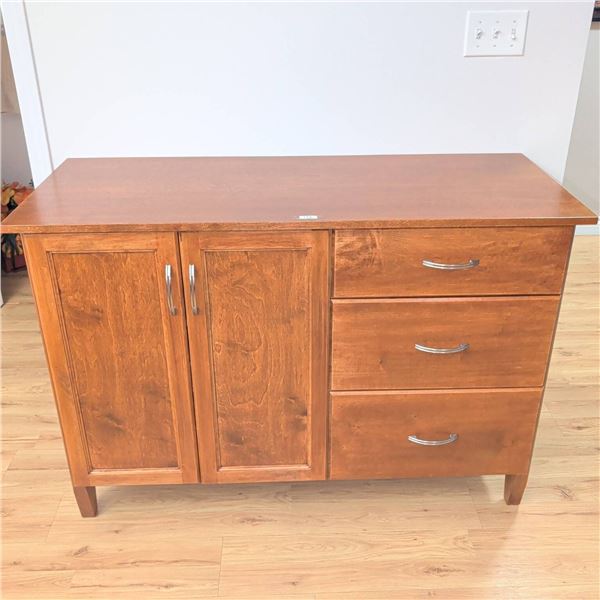 Modern Cherry Oak Sideboard Cabinet - Contents Not Included