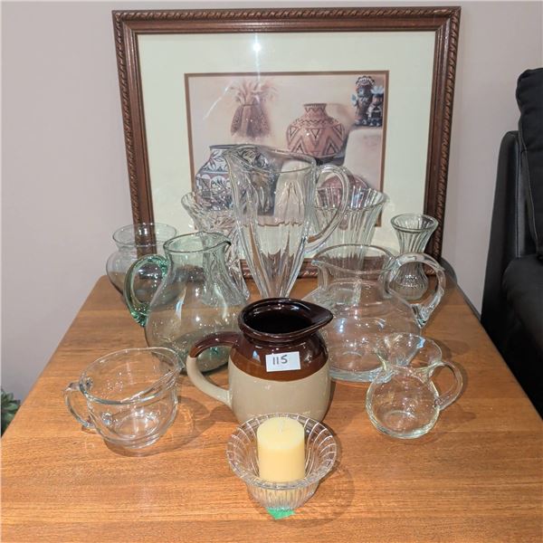 Nice Jugs & Vases !! W/ Mexican Made Art Piece