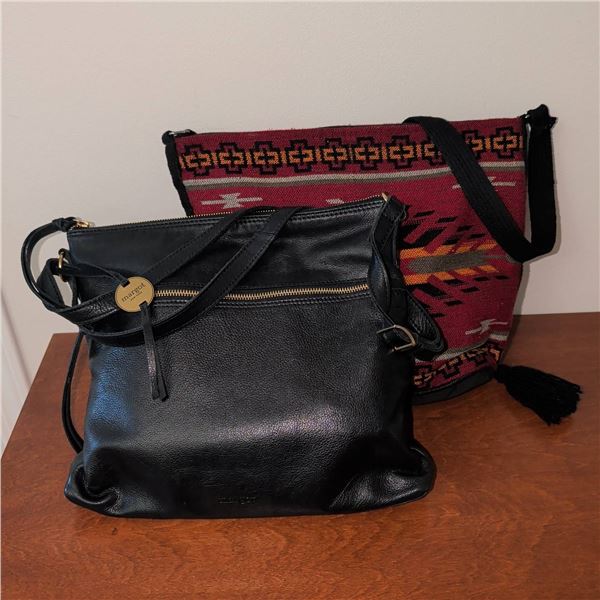 Margot Black Genuine Leather Crossbody & Tasselled Woven Bag