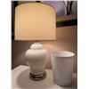 Image 3 : White Wood Desk with Chair, Lamp, and Wasteb