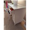 Image 6 : White Wood Desk with Chair, Lamp, and Wasteb