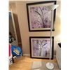 Image 1 : Framed Botanical Art Prints with Vintage Lamp w/dimmer