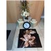 Image 1 : Home Decor Lot With Wall Art and Clock