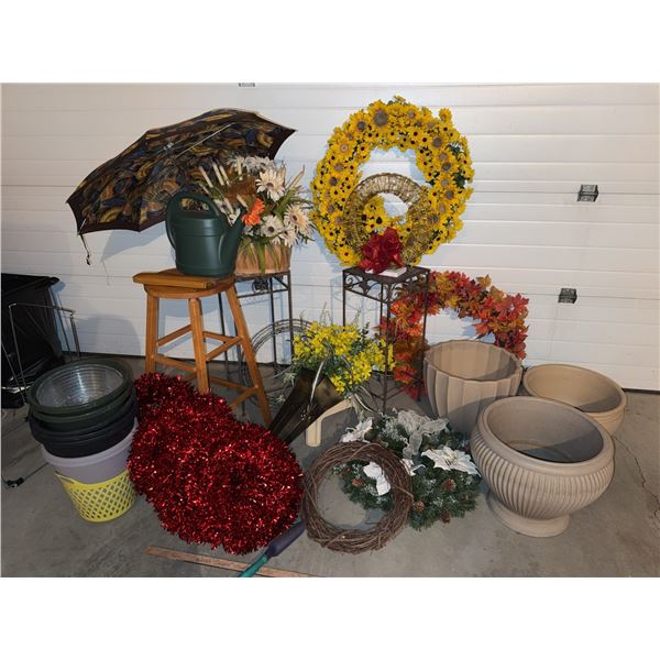 Planters, Wreaths, Watering Cans