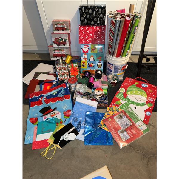 Holiday Gift Wrap and Ribbon Lot