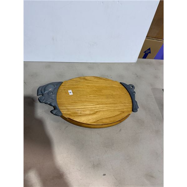 Vintage pewter, pig serving board