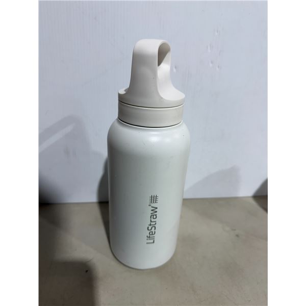 Life360 straw water bottle white