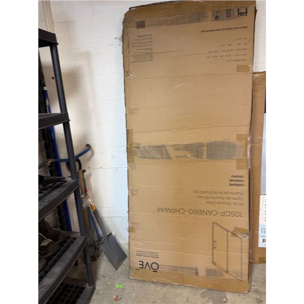 New Bathtub shower door 60" x 58" x 5/16 inch chrome finish Hardware