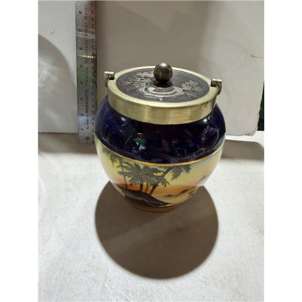 Hand painted lidded  jar