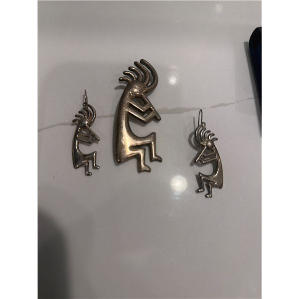 Earrings and brooch stamped sterling