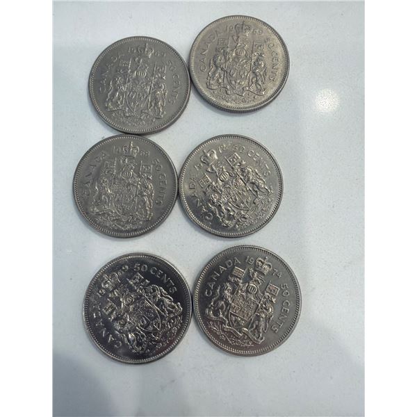 Assorted Canadian 50 Cent pieces