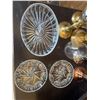 Image 2 : Vintage Metal Candle Holders with Pinwheel Crystal Serving Dishes