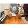 Image 1 : Pair of Vintage Decorative Table Lamps with Sailing Ship Shades and Glacier Table Fan